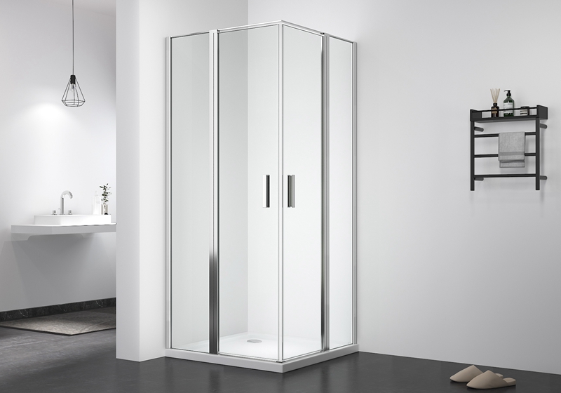 PV 1902 Perno quadrato in vetro trasparente da 6 mm, 4 pezzi, più cabina doccia