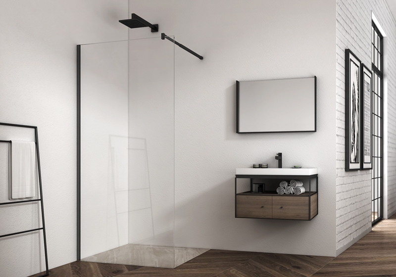 EX-101 Cabina doccia cromata da 6/8/10 mm con supporti in acciaio inox