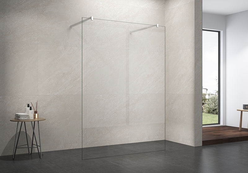 Box doccia EX-105 da 6/8/10 mm con 2 barre di supporto in acciaio inossidabile lucidato