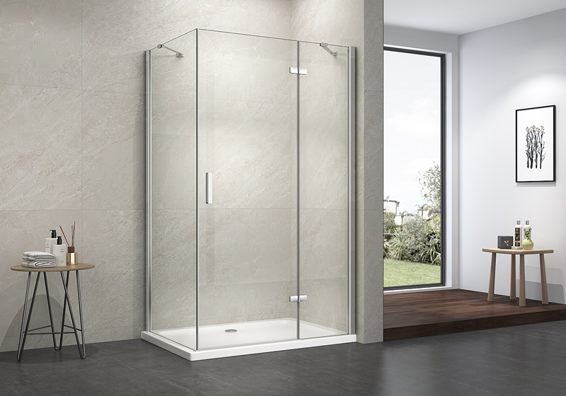 EX-403 Cabina doccia classica con cerniera rettangolare da 6 mm con barra di supporto in acciaio inossidabile