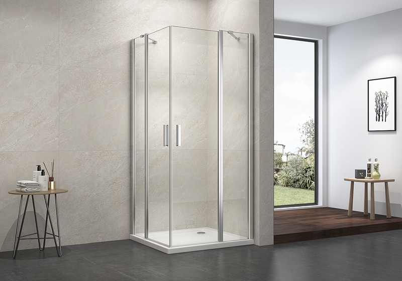 EX-411A Cabina doccia classica con perno angolare da 6 mm con 2 barre di supporto in acciaio inossidabile