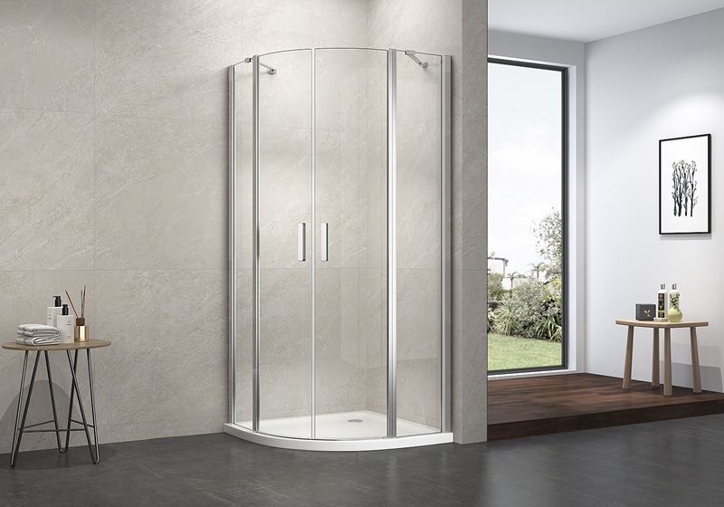 EX-706 Doccia classica con perno quadrante in vetro da 6 mm con 2 barre di supporto in acciaio inossidabile
