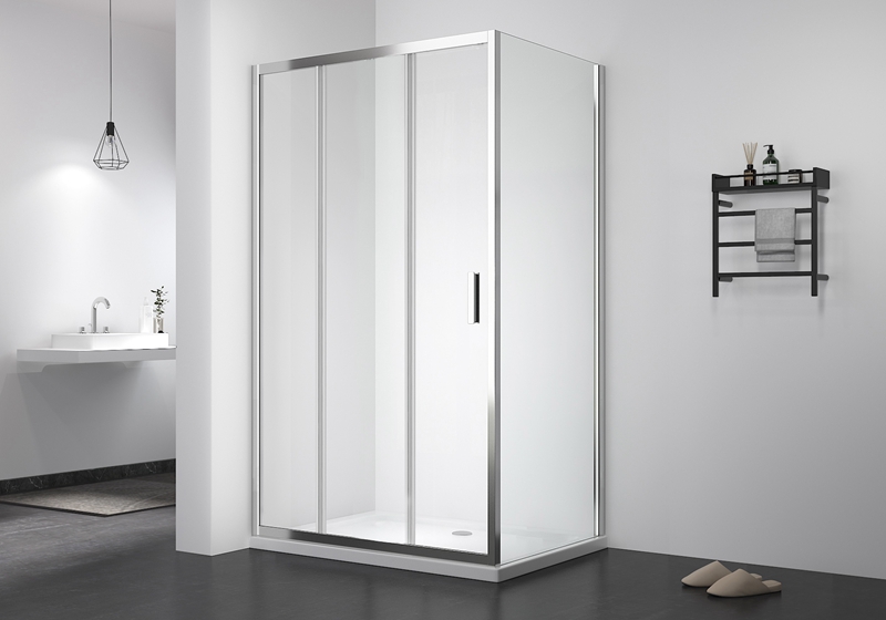 PV 906+PV 01 Porta a tre scorrevoli 5/6mm+box doccia classico scorrevole fisso in vetro