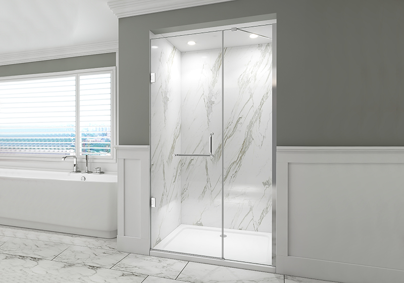 Porta per doccia a cerniera personalizzata EX-301 da 48 x 76 pollici per casa/hotel